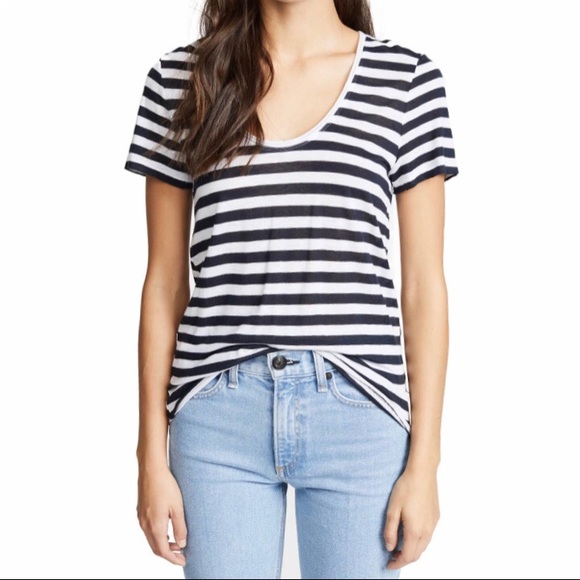 RAG & BONE | Laila Tee in Navy and White Stripe - Picture 1 of 5
